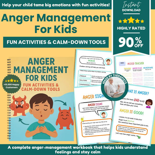 Anger Management Workbook for Kids | 121+ Pages Activities, Games & Calm-Down Cards