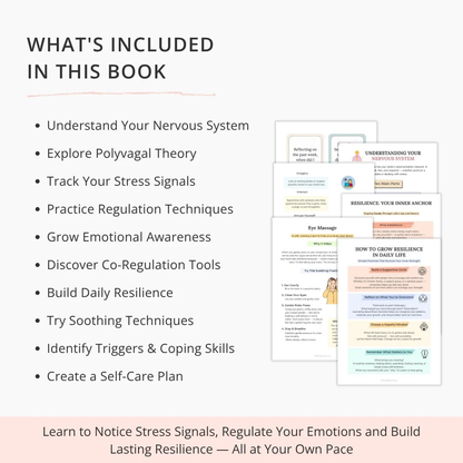 Nervous System Regulation Workbook, Somatic Exercise Polyvagal Theory Ladder Vagus Vagal Nerve Therapy Techniques Worksheets Co-regulation