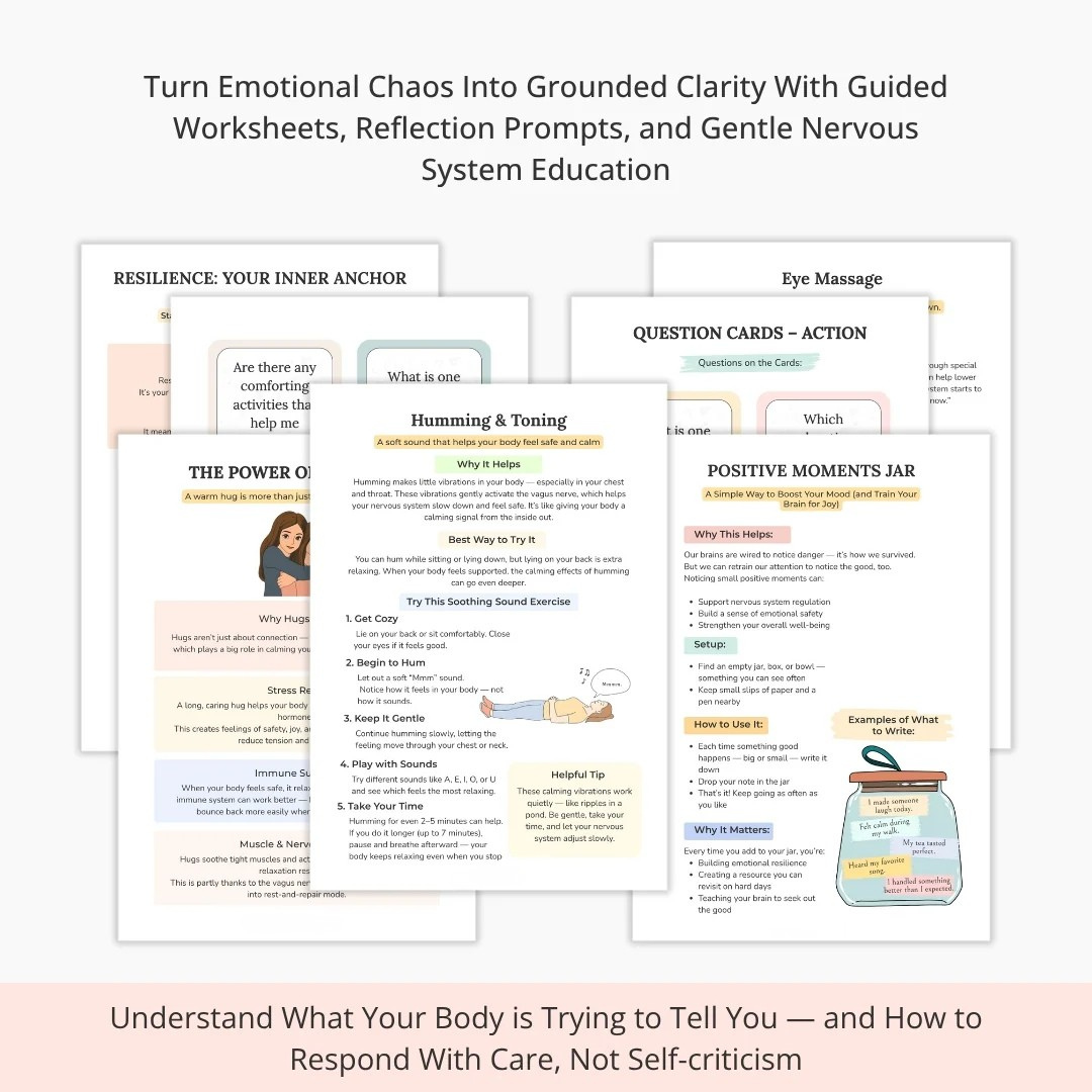 Nervous System Regulation Workbook, Somatic Exercise Polyvagal Theory Ladder Vagus Vagal Nerve Therapy Techniques Worksheets Co-regulation