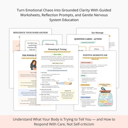 Nervous System Regulation Workbook, Somatic Exercise Polyvagal Theory Ladder Vagus Vagal Nerve Therapy Techniques Worksheets Co-regulation