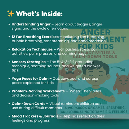 Anger Management Workbook for Kids | 121+ Pages Activities, Games & Calm-Down Cards