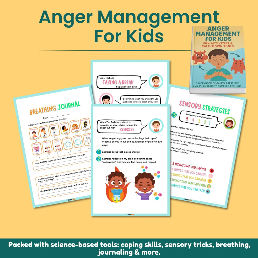 Anger Management Workbook for Kids | 121+ Pages Activities, Games & Calm-Down Cards