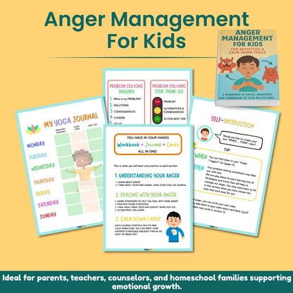 Anger Management Workbook for Kids | 121+ Pages Activities, Games & Calm-Down Cards