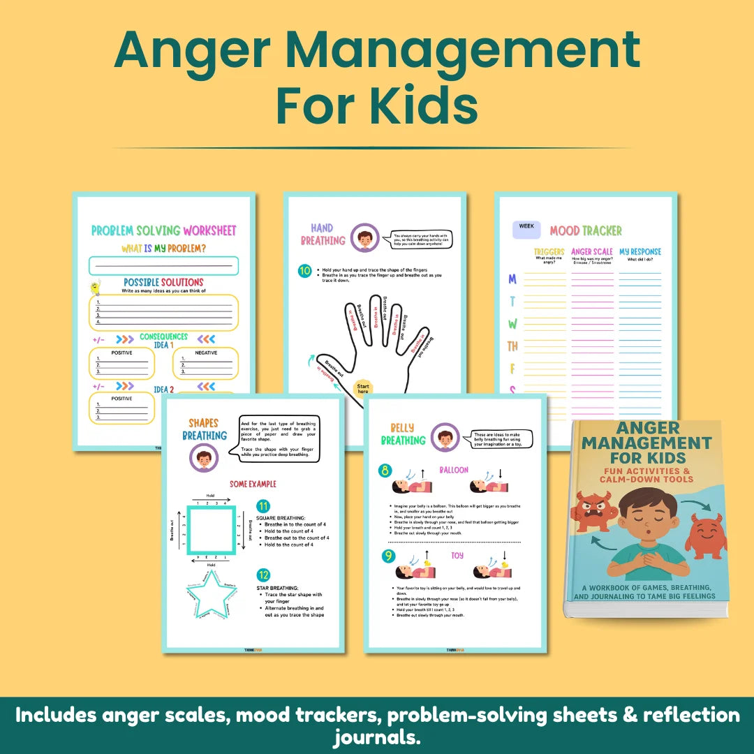 Anger Management Workbook for Kids | 121+ Pages Activities, Games & Calm-Down Cards