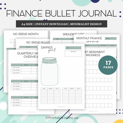Bullet Journal, Finance, Savings, Bill Tracker, Debt Snowball, Savings Jar, Printable BUJO