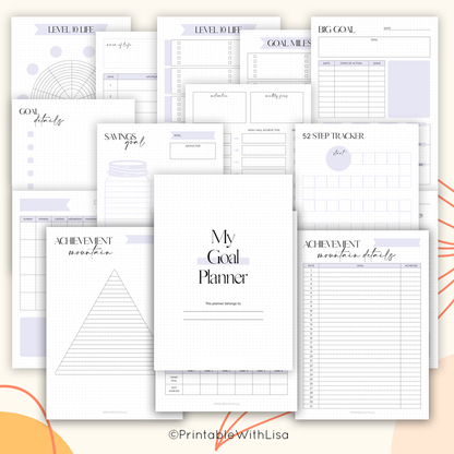 Bullet Journal Goal Planner, Printabale BUJO - Level 10 Life, Milestones, Trackers & Printable Dotted Grid