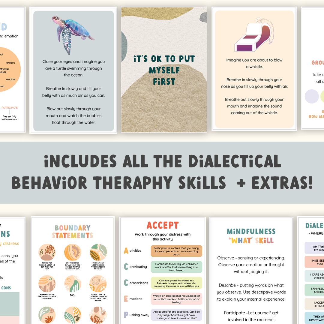 DBT Coping Skills Flash Cards | 44 Printable Therapy Cards for Anxiety, Emotional Regulation & Mindfulness