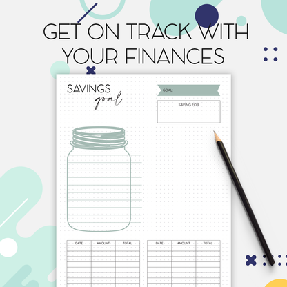 Bullet Journal, Finance, Savings, Bill Tracker, Debt Snowball, Savings Jar, Printable BUJO