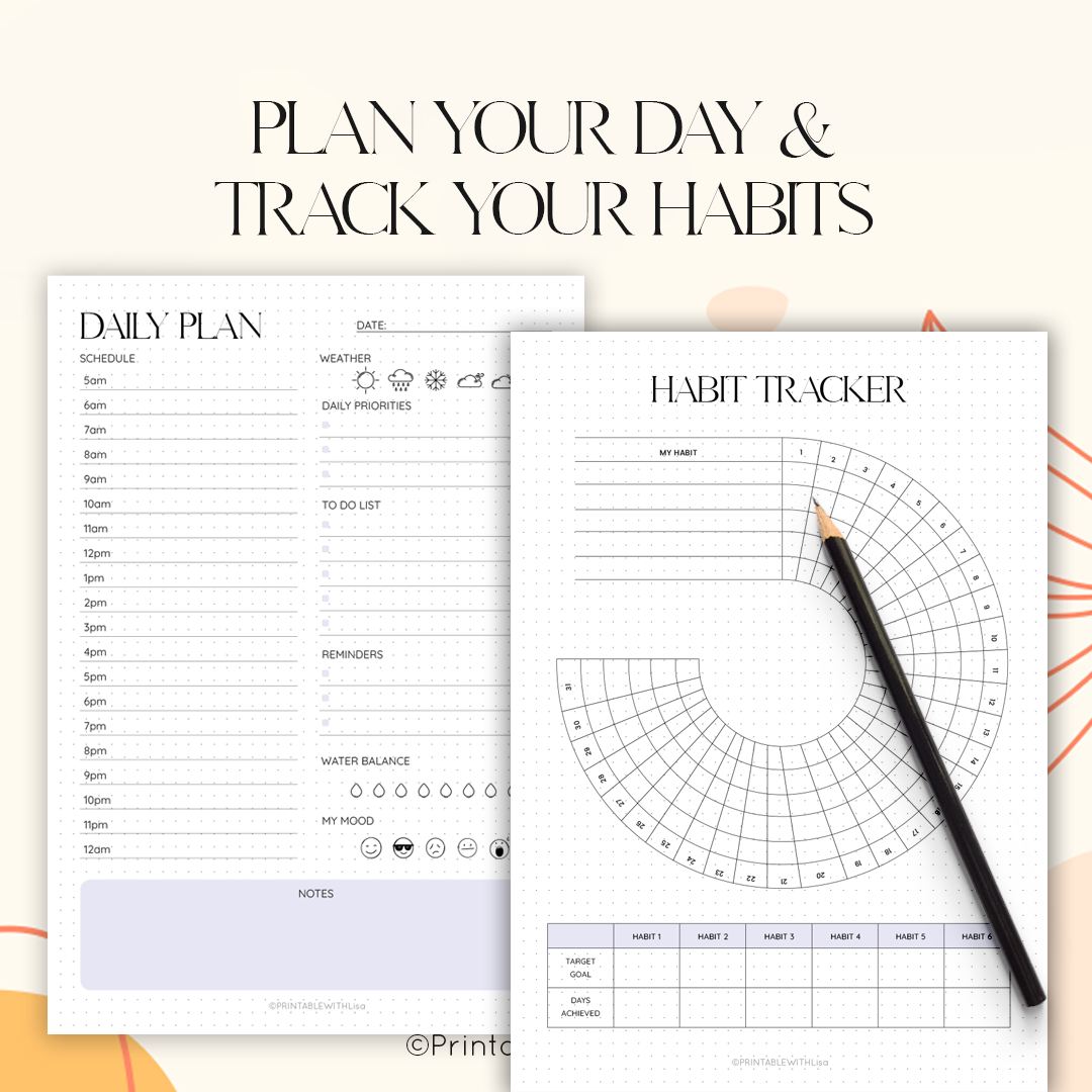 Bullet Journal Goal Planner, Printabale BUJO - Level 10 Life, Milestones, Trackers & Printable Dotted Grid