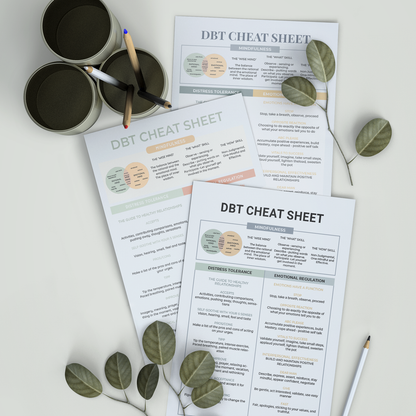 DBT Cheat Sheet - DBT skills - DBT coping skills therapy