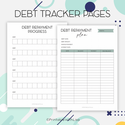 Bullet Journal, Finance, Savings, Bill Tracker, Debt Snowball, Savings Jar, Printable BUJO
