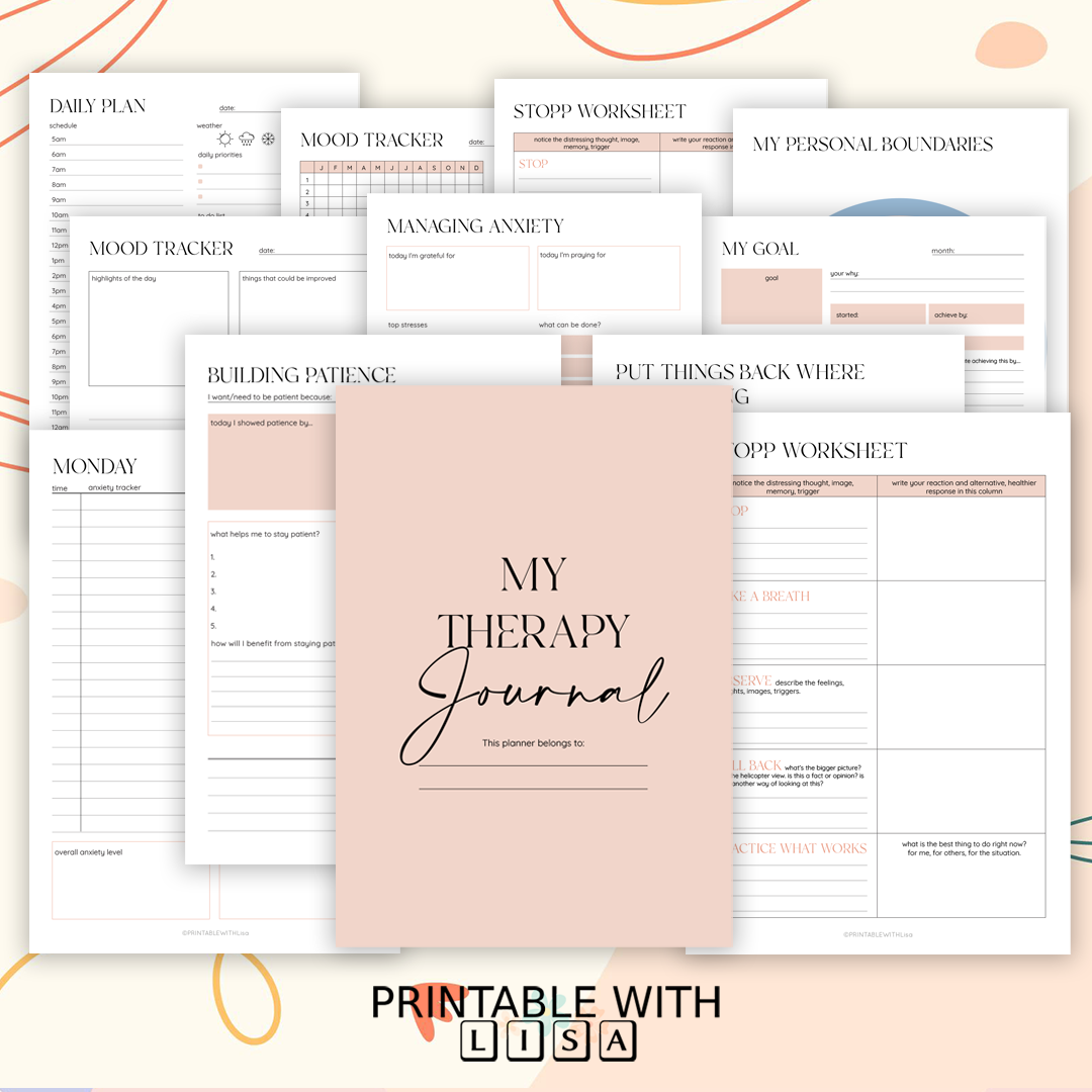 Anxiety Journal, Mental Health Journal, Anxiety Diary, Self Care Planner, DBT Journal