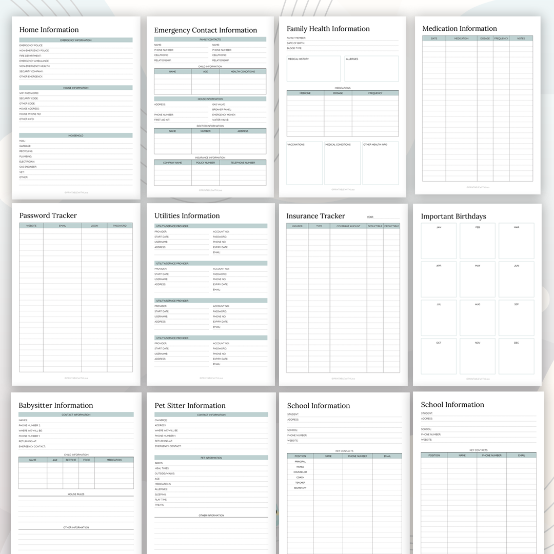 Household Binder Printable, Home Management Planner