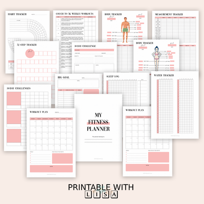 Bullet Journal Printable- Health and Fitness Planner - Dotted Grid - BUJO