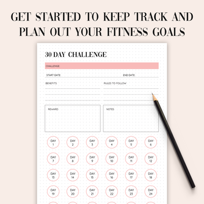 Bullet Journal Printable- Health and Fitness Planner - Dotted Grid - BUJO