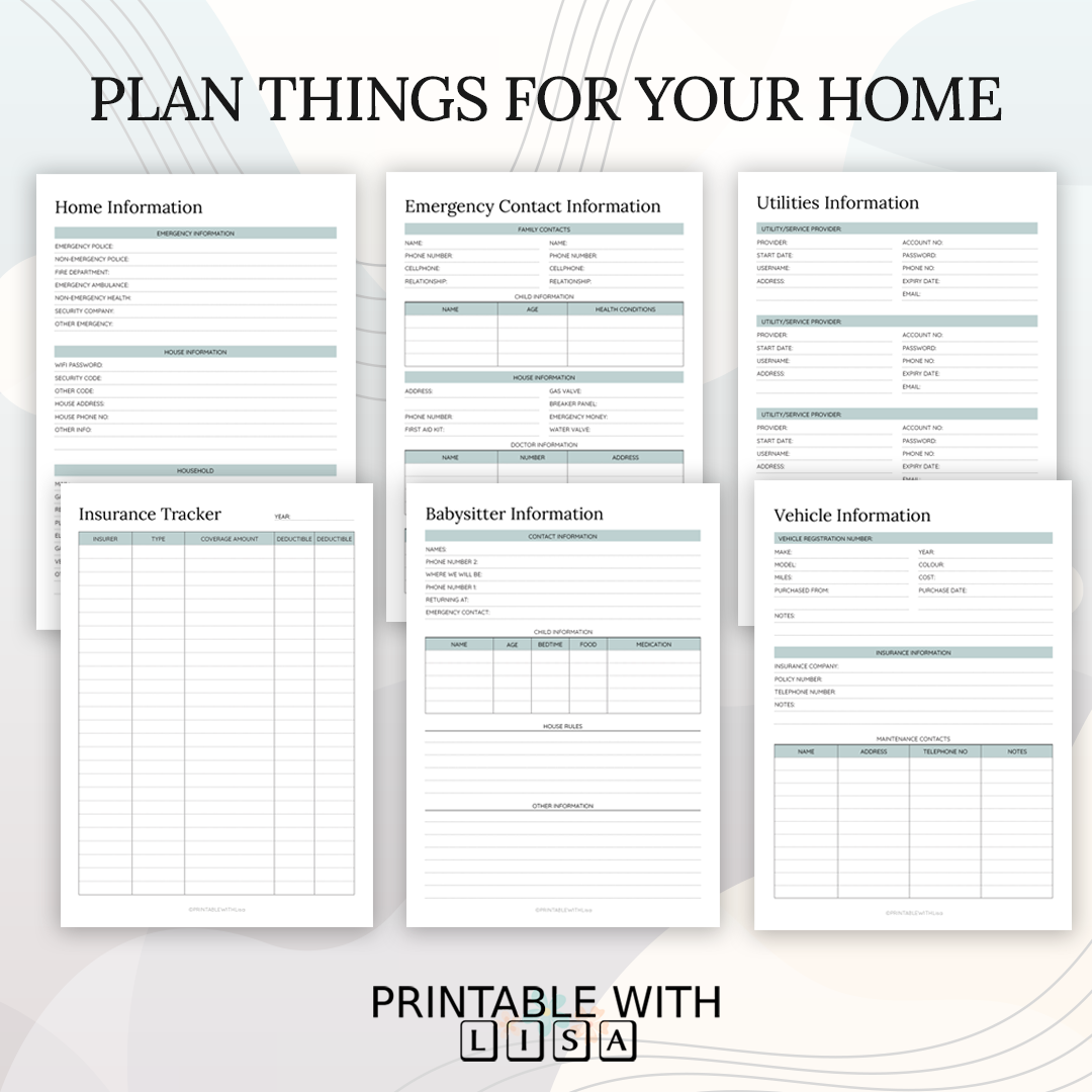 Household Binder Printable, Home Management Planner