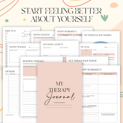 Anxiety Journal, Mental Health Journal, Anxiety Diary, Self Care Planner, DBT Journal